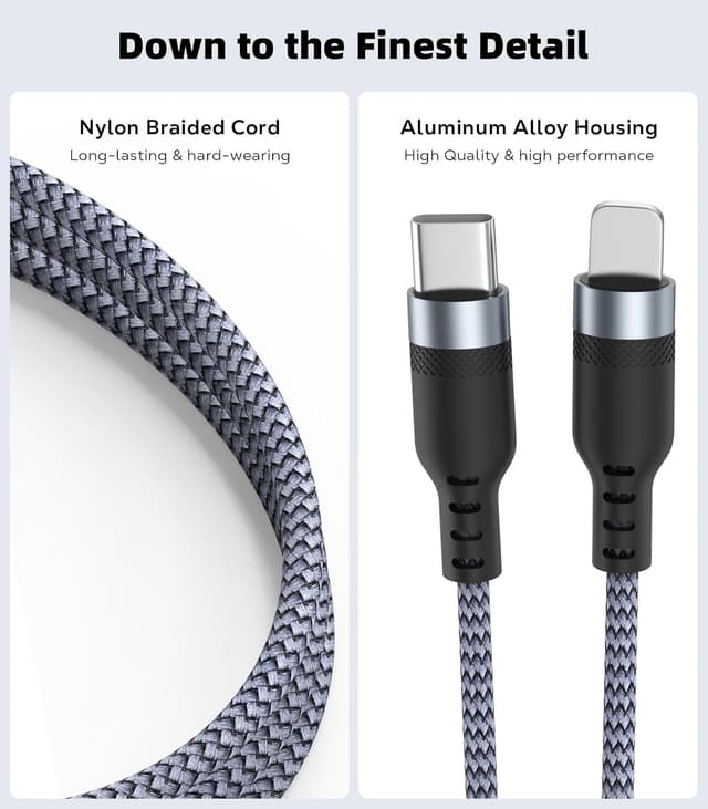 Detalle 1 de MoKo 3-in-2 USB-C Kabel, 1,2 m grau