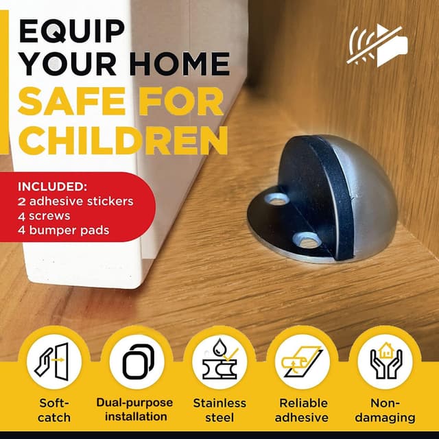 Detalle de Stainless steel floor door stoppers, 2 pack