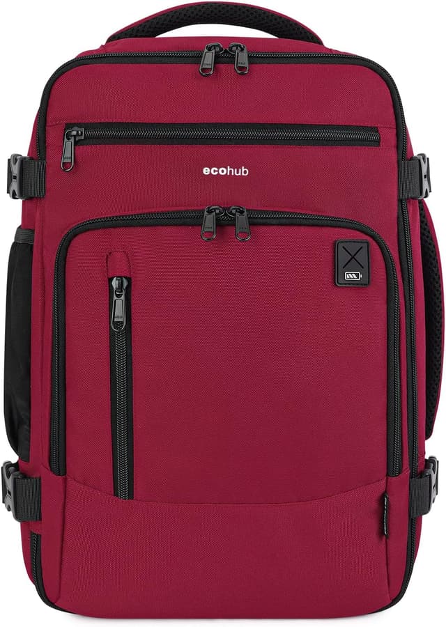 Detalle de ECOHUB Rucksack 40x20x25 cm für Ryanair Handgepäck (20 l) – wasserdichte PET-Recycling-Backpack