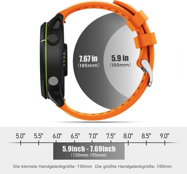 Detalle 2 de ANBEST Silikon-Armband (22 mm) kompatibel mit Garmin Forerunner 255/Vivoactive 4/Venu 2 & weiteren Uhren – Schnellverschluss