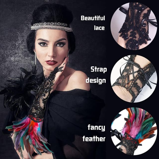 Thumbnail 2 de YOUYIKE Feder Manschetten Spitzenarmbänder 🎭