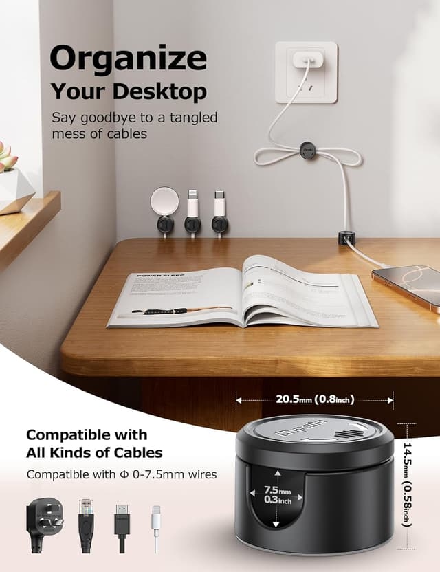 Detalle de 16 Pack magnetic cable clips 7.5mm