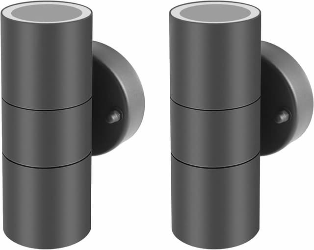 Detalle de Kerry Up Down Mains Powered Wall Lights (Anthracite Grey, IP44) – Exterior Wall Sconces, 2 Pack