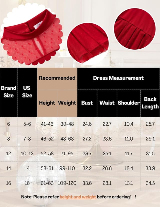 Thumbnail 6 de Arshiner Girls Contrast Mesh Puff Long Sleeve Mock Neck Formal Tulle A-Line Dress