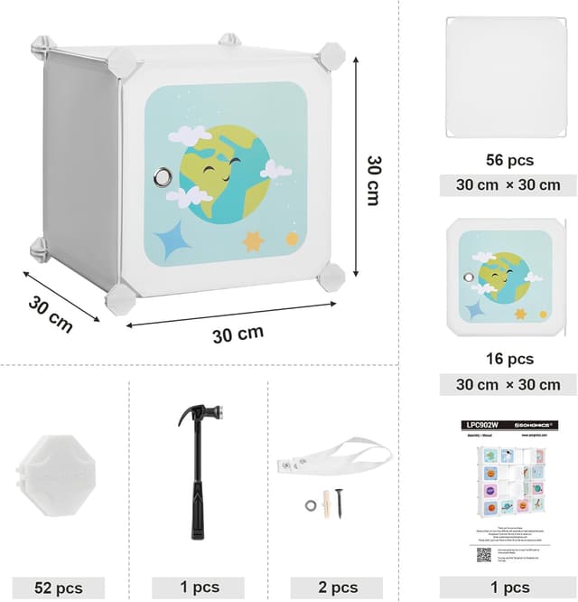 Detalle de SONGMICS Scaffale 15 cubi portaoggetti 153×31×153 cm 🗄