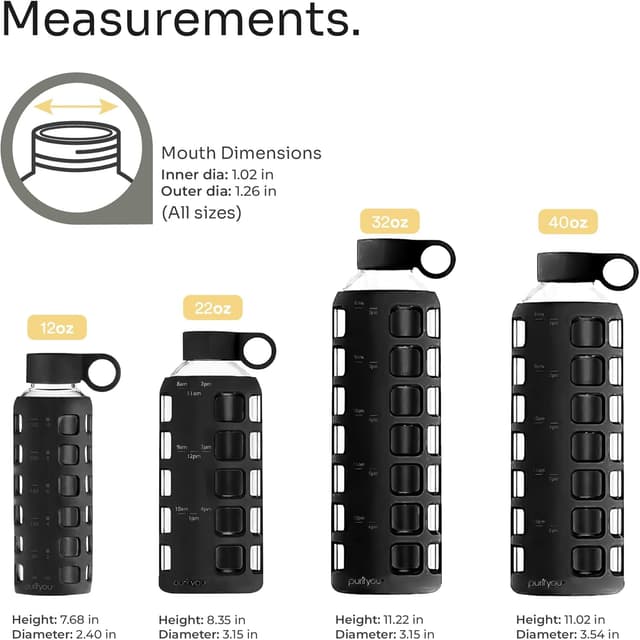 Detalle 2 de purifyou 32oz Borosilicate Water Bottle