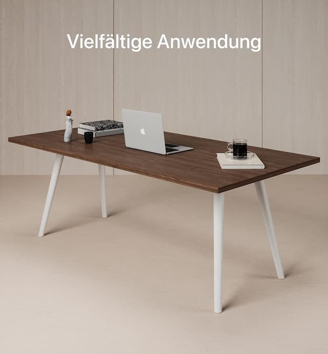 Detalle de Desktronic Tischplatte 140 x 70 cm (Nussbaum) – 25 mm robust für höhenverstellbare Schreibtische & mehr