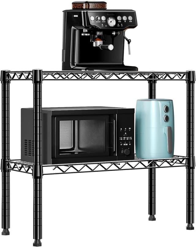 MZG 2-Tier Metal Wire Storage Rack (220 lbs) – Black Standing Shelving Unit for Laundry, Kitchen, Pantry & More