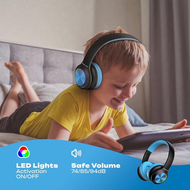 Detalle de PowerLocus Auriculares Inalámbricos para Niños 🎧 - Plegables y Seguros