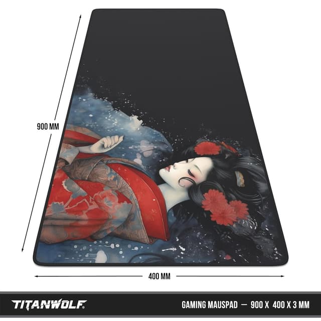 Detalle 2 de Titanwolf XXL Speed Gaming-Mauspad (900 x 400 mm, 3 mm) – Geisha 2