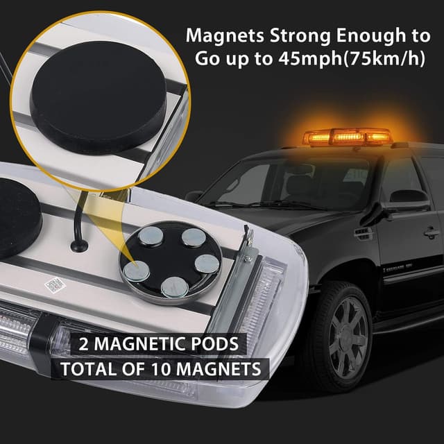 Thumbnail 6 de PROZOR Flashing Beacon Light Bar (54 LEDs, 7 Modes) – Amber Magnetic Strobe for 12V/24V Vehicles, IP65