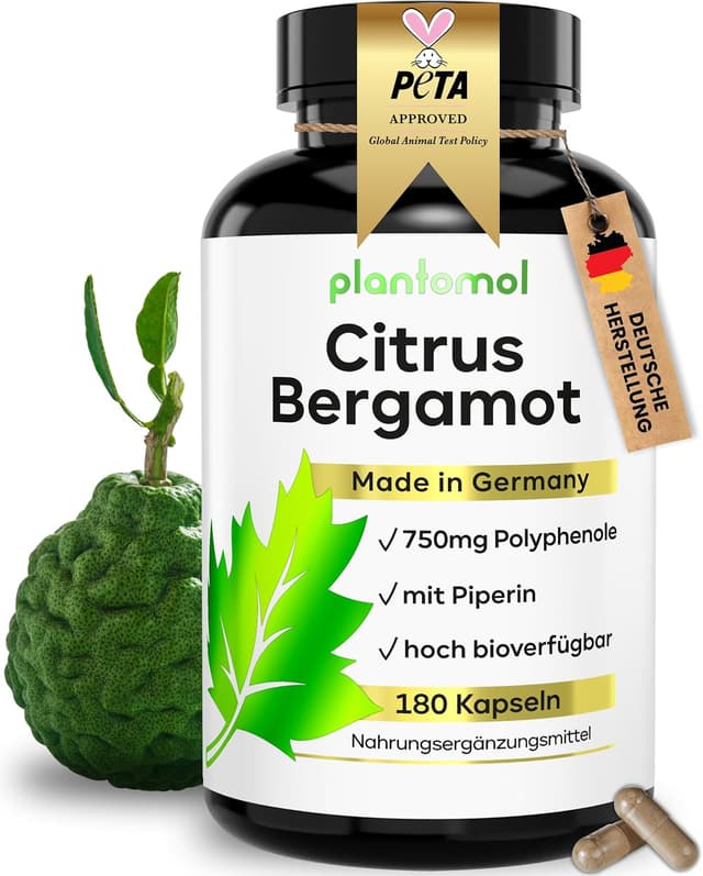 Detalle de Citrus Bergamot Kapseln (180 Stk.) – 1.500 mg Extrakt/Tag mit 50% Polyphenolen