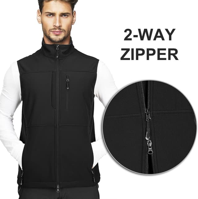 Detalle 2 de 33,000ft Herren Outdoor-Weste aus Softshell mit Fleece-Futter – wasserdicht & winddicht, mit 7 Taschen