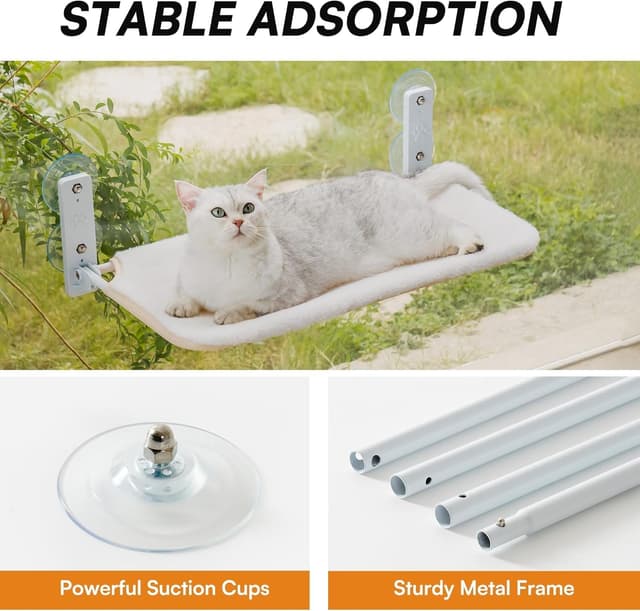 Detalle de Cat Window Hammock Bed foldable window perch (54x30cm) with suction cups up to 18kg