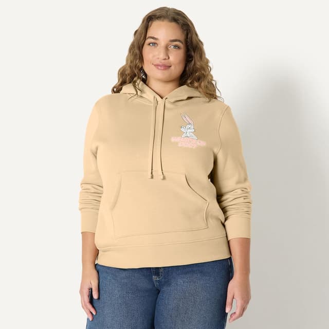 Detalle de Amazon Essentials Damen Fleecepullover mit Kapuze – normaler Schnitt für Alltag & Entspannung