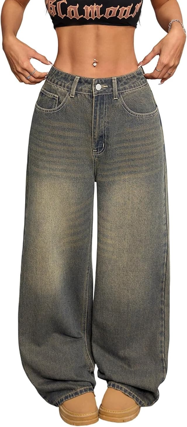 Thumbnail 6 de OYICAI Women’s Baggy Jeans Wide-Leg Denim Pants (Y2K 90s Hip Hop Streetwear Style)