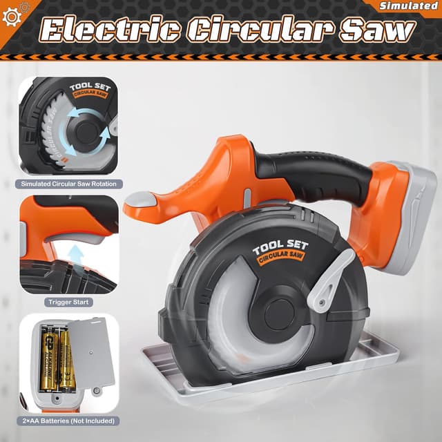 Detalle de Vanplay Kids Toys Tool Set with 4 Main Tools and Tool Bag (Pretend Play for 3–4 Year Olds)