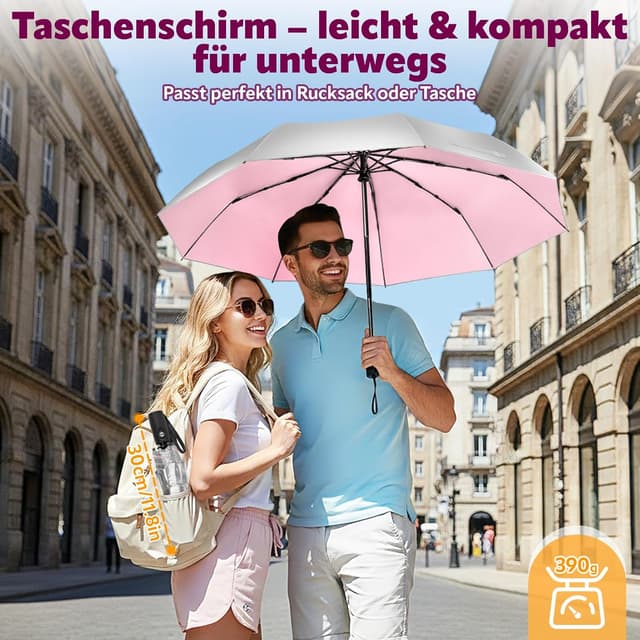 Detalle 1 de ZOMAKE Sonnenschirm mit UPF 50+ UV-Schutz – kompakter Taschenschirm mit Automatik