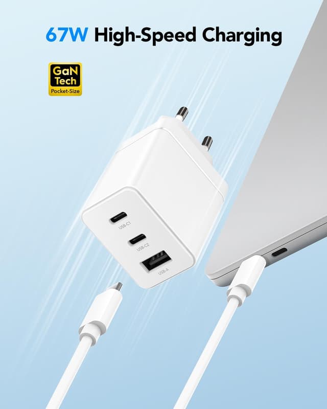 Detalle 2 de Cudy CH67 Cargador 67W 3 puertos