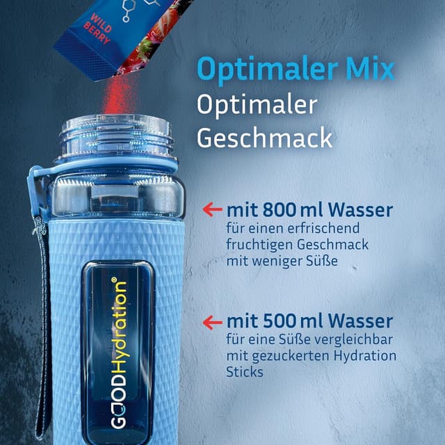 Thumbnail 6 de GOOD Hydration® Rehydration Booster WALDBEERE – Elektrolyt-Pulver ohne Zucker mit 1.450 mg pro Stick (24 Sticks)