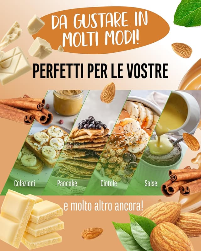 Detalle de vit4ever Burro di mandorle Cioccolato bianco e cannella (1 kg) ad alto contenuto proteico