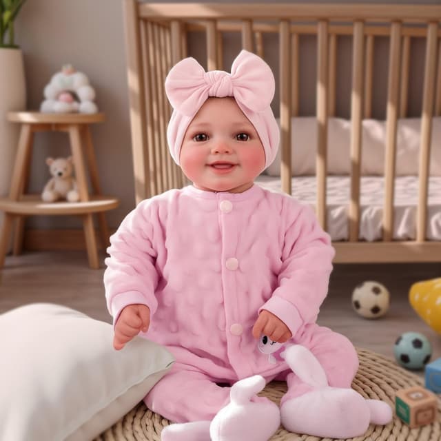 Detalle 2 de BABESIDE Reborn Puppe „Sunny“ – 17 Zoll, Stoffkörper und realistische Details