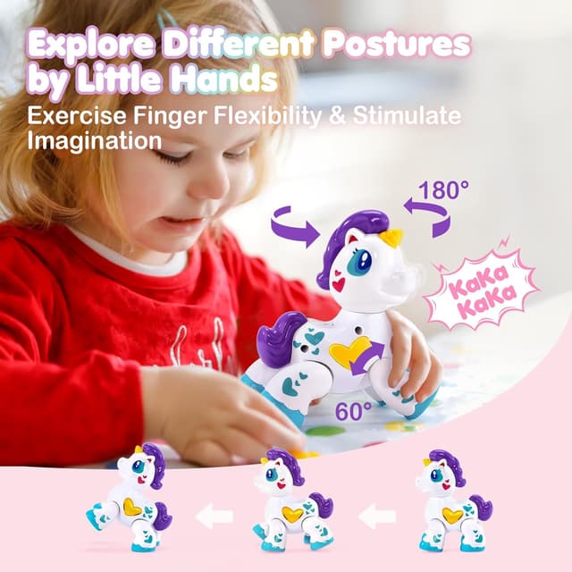 Detalle 2 de hahaland Unicorn Toy for 1 Year Old, Musical