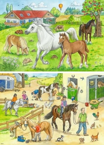 Detalle 2 de Ravensburger Tiere Puzzle Infantil 07833 - Patio de Caballos 🐴
