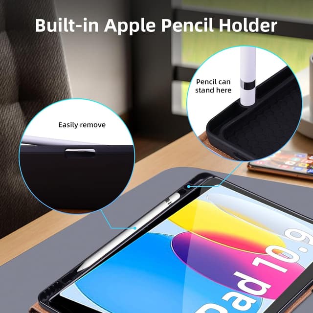 Detalle de Vkooer Schutzhülle für iPad A16 (11. Generation 2025) / iPad 10 (10,9 Zoll) mit Pencil-Halter, Dunkelgrün