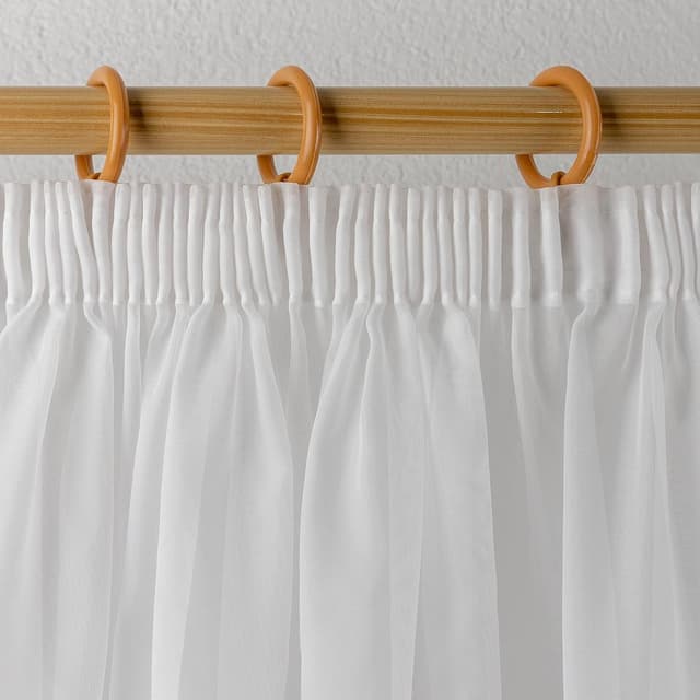 Thumbnail 6 de Weiße Voile halbtransparente Vorhänge mit Kräuselband und Bleibandabschluss (230 x 200 cm)