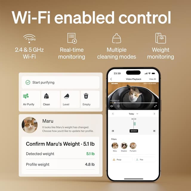 Detalle 2 de PETLIBRO Automatic Litter Box with AI-Camera Waste Analysis (Luma Smart) — Odor Control, Multi-Cat Recognition, Safety Sensors