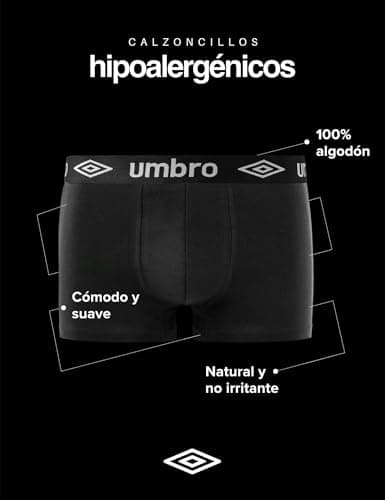 Detalle de Umbro pack de 5 calzoncillos de hombre en algodón liso (cintura elástica)