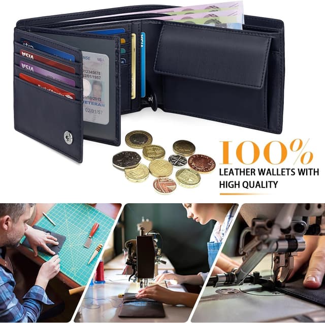 Detalle 2 de HOCRES mens RFID leather slim wallet 12.5cm