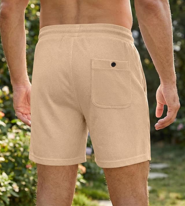 Detalle de JMIERR Men’s Casual Waffle Knit Shorts (5" or 7") with Elastic Drawstring Waist and Pockets