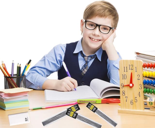 Detalle de KMEIVOL 450 pcs 0.5mm pencil lead refills (HB) with 2 erasers for 0.5mm mechanical pencils