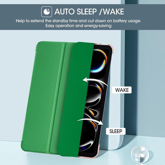 Detalle de ProCase Hülle für 11" iPad Pro (M5/M4) 2025/2024 – leichtes Smart Case mit Tri-Fold und Transparenz (Leichtgrün)