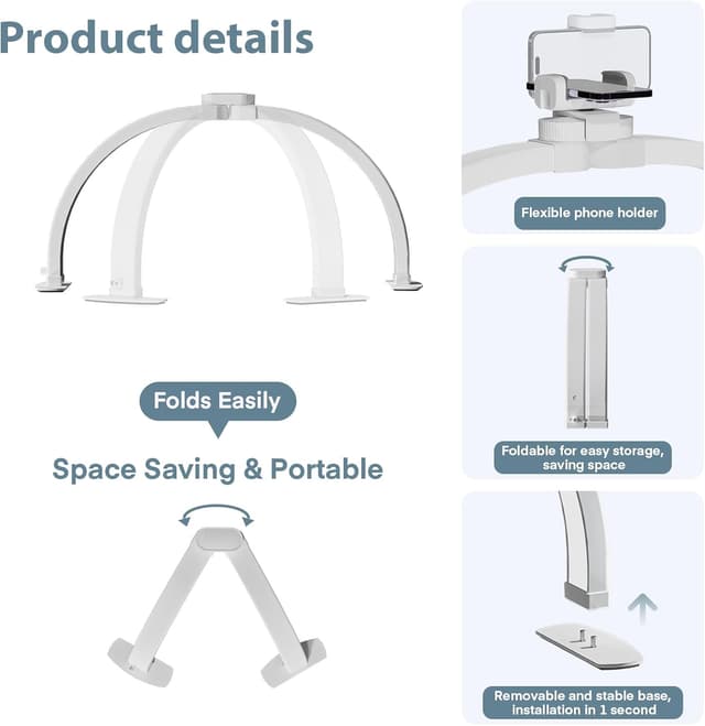 Detalle de Lampada Extension Ciglia 42W Half Moon Light con 364 LED e porta cellulare (bianco, 58 cm)