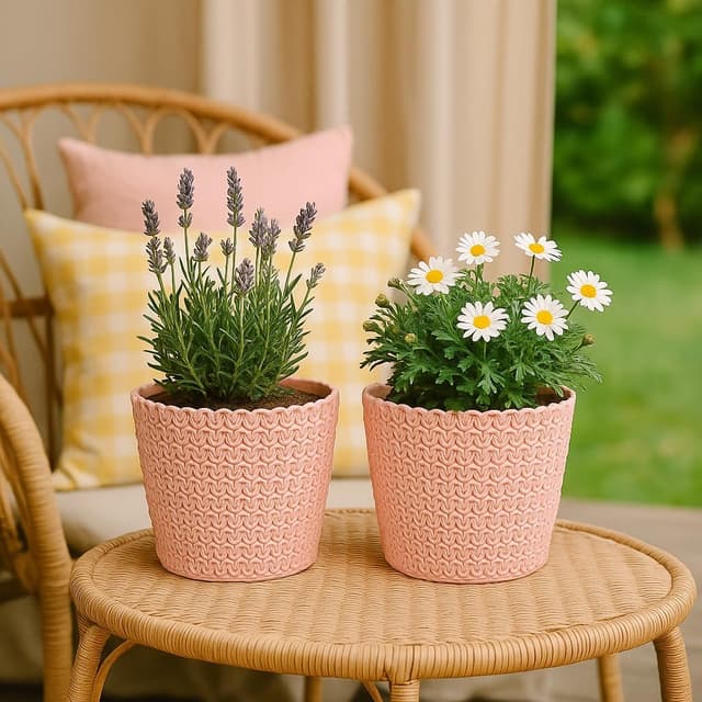 Thumbnail 6 de Home Garden Ornaments 14 cm woven-effect planter 🌱