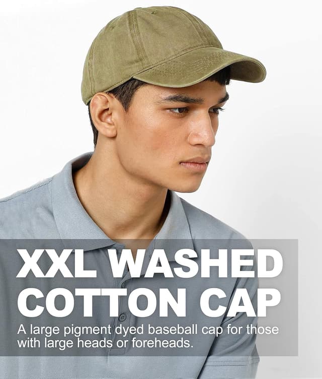Detalle 2 de Zylioo XL/XXL Washed Cotton Baseball Cap (Big Heads) — Big Vintage sports hat