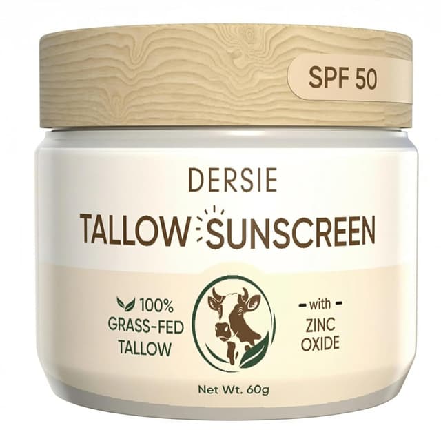 Detalle de Dersie Tallow Sunscreen SPF 50 Mineral UV Defense (Non-Nano Zinc Oxide) for Face & Body — 2.1 oz