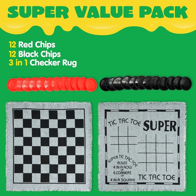 Detalle 2 de Vintage Giant 3-in-1 Checkers Game, 24 Chips ♟