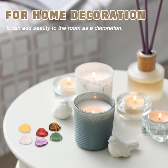 Detalle de PATIKIL 20 pcs Natural Heart Shaped Crystal Stone (Blue White) – 1 inch mini polished pocket worry stones