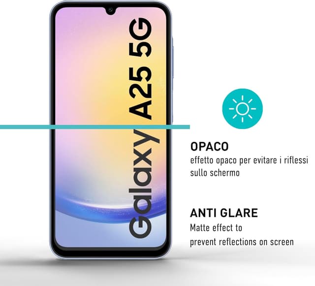 Detalle de smartect Vetro Temperato Full Screen opaco (2 pezzi) per Samsung Galaxy A25 5G / A15 4G e 5G, senza bolle