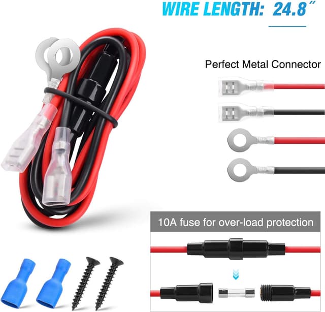 Detalle de Nilight 2-Pack 12V Waterproof Car Cigarette Lighter Socket (Universal Fit) with Terminals & Wires