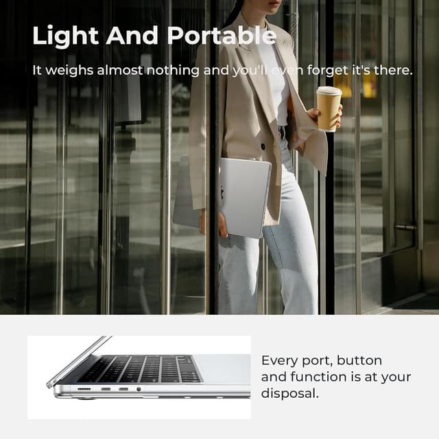 Detalle de EooCoo Compatible Hard Shell Case for MacBook Pro 16-inch (2021–2026, M1–M5) – Crystal Clear PC Cover