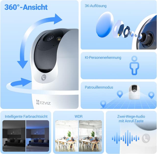 Detalle de EZVIZ C6N G1 3K 5MP WLAN-Kamera mit 360°