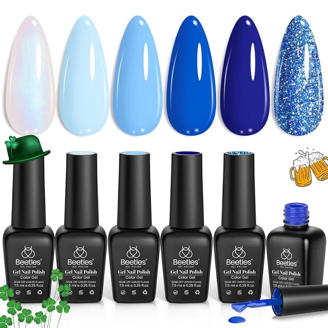 Detalle de Beetles Aquarius Holy Water Blue Gel Nail Polish Set (6 Colors)