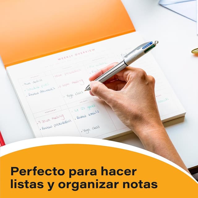 Thumbnail 2 de BIC Shine Bolígrafos Retráctiles 4 Colores Plata, Caja 12 ✨