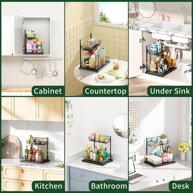 Thumbnail 5 de SUMAITech Organizador Bajo Fregadero Metal, 2 Niveles Ajustables