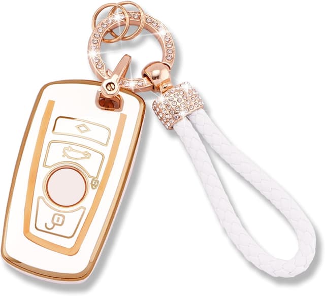 Detalle de Koaudb TPU Autoschlüssel-Hülle BM-4A für BMW 1/3/4/5/6/7 & X3/X4 – 3- oder 4-Tasten Cover mit Schlüsselanhänger